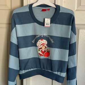 NWT XL Strawberry Shortcake cropped Stripped Sweatshirt